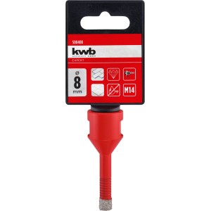 kwb Fliesenbohrer, 8 mm Durchmesser, M14 Aufnahme, für Winkelschleifer. Diamantbohrer für Fliesen.