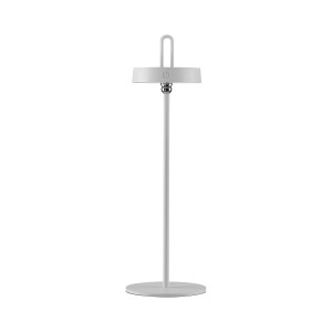 Weiße LED-Akku-Tischleuchte Amag, 47,2 cm hoch, für Innen- und Außenbereich.