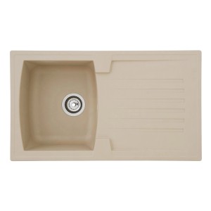 Respekta Einbauspüle Mineralite Boston, 86x50 cm, sandbeige, mit Abtropffläche.