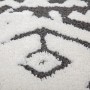 Detailansicht: Weiß-schwarzer Kayoom Teppich Agadir 110 mit Ethno-Muster, Hochflorteppich.