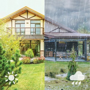 Philips Spore Bodeneinbaustrahler 3er-Set im Garten bei Sonne und Regen.