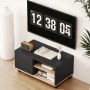Modernes HOMCOM TV-Board in Schwarz-Eiche-Optik auf Rollen. Kompakter Fernsehschrank mit Fächern und Stauraum für Wohnzimmer.