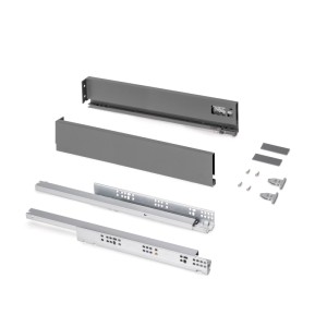 Emuca Außenschublade Protone 30 kg Führungen mit Vollständigem Auszug und Sanftem Verschluss Höhe 93 mm Tiefe 500 mm Stahl Anthrazitgrau