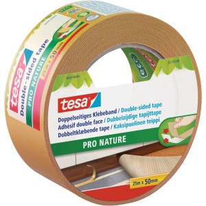 Rolle Tesa Eco Fixation, doppelseitiges Klebeband 25 m x 50 mm, umweltfreundlich.