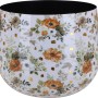 Weiß-goldener Übertopf Flora (Ø 13cm) mit Blumenmuster für den Innenbereich.