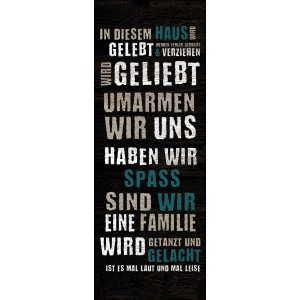 Leinwandbild Geliebt I, 27x77 cm, mit Spruch für ein liebevolles Zuhause.