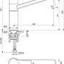 Technische Zeichnung: Ideal Standard Ceraflex Küchenarmatur, Chrom, mit Maßen.