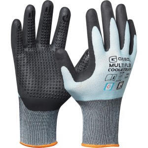 Gebol Arbeitshandschuhe Multi Flex Cool & Touch, blau-schwarz, Größe 9. Montagehandschuhe mit Noppen.