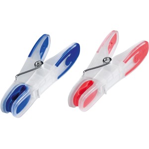 Leifheit Wäscheklammern, 25er Pack, blau und rot, mit weicher Klemmfläche für schonendes Trocknen.