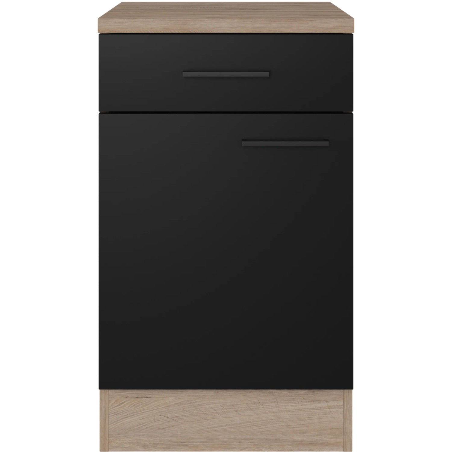 Flex-Well Exclusiv Küchen-Unterschrank Capri 50 cm Schwarz Matt-Endgrain Oak kaufen bei OBI