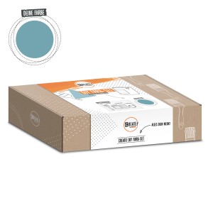 CREATE! by OBI DIY Farb-Set Petrol, bestehend aus Farbdose, Pinsel, Kreppband und Schleifpapier.