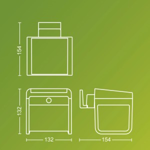 Technische Zeichnung der schwarzen Philips Ezra Solar Wandleuchte mit Maßangaben.