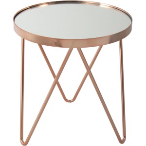 Kayoom Beistelltisch Bonnie in Roségold mit Spiegelglasplatte, Ø 42 cm.