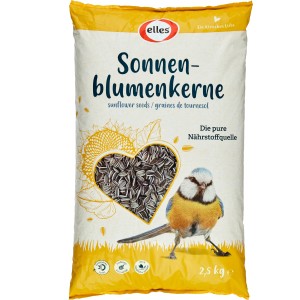 Sack Elles Sonnenblumenkerne 2,5kg für Wildvögel, mit Meise.