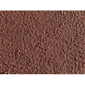 Nahaufnahme: Scherf Lava-Aussaatsubstrat, rot-braun, 0-3 mm Körnung. Zierkies für Pflanzen.