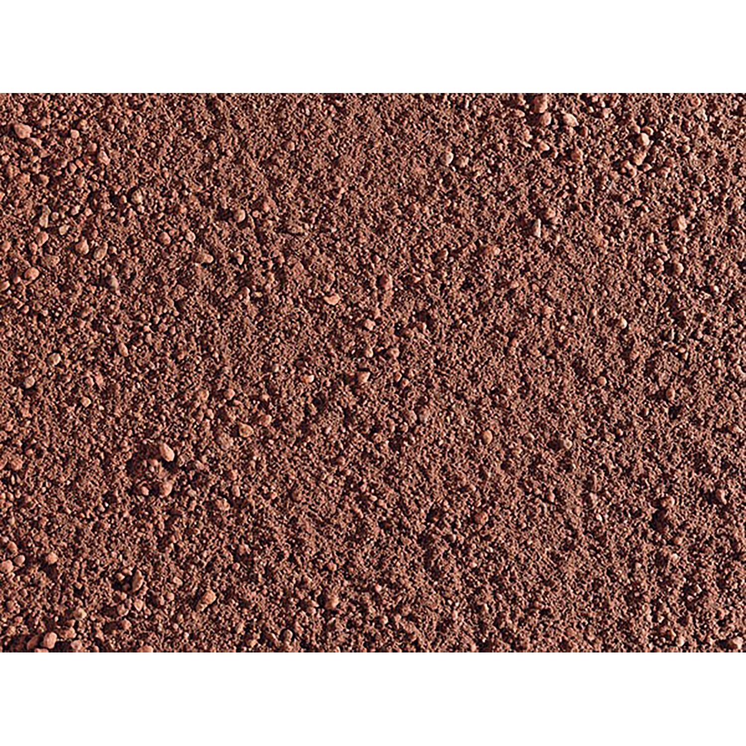 Nahaufnahme: Scherf Lava-Aussaatsubstrat, rot-braun, 0-3 mm Körnung. Zierkies für Pflanzen.