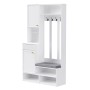 okwish Garderoben Set mit Sitzbank 4 Haken Türen Schubladen 100x180x35cm Weiß_9