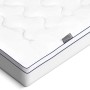 Weiße Beautissu Matratzenauflage BeauNuit MT Base 90x200 mit blauer Ziernaht.