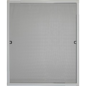 Weißer Teleskop Insektenschutzrahmen für Fenster, flexibel einstellbar bis 120x140 cm.
