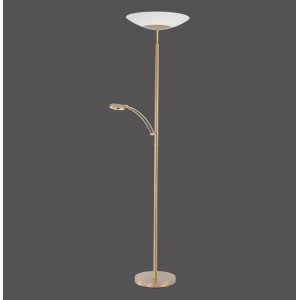 Paul Neuhaus Stehleuchte Alfred, Messing matt, mit Lesearm. LED-Stehlampe, 181 cm hoch.