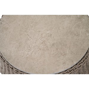 Siena Garden Gartentisch Liguria Rund Stein Taupe-Grau 60,5 cm x 60,5 cm