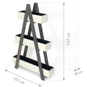Graues Westmann Pflanzenregal Ella aus Holz mit drei Pflanzkästen, 101x147x25cm, FSC®-zertifiziert.