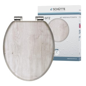 Schütte WC-Sitz Light Wood mit Holzkern und Absenkautomatik, helle Holzoptik.