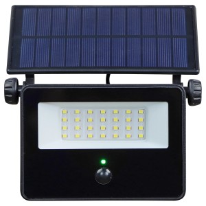 Anthrazitfarbener LED Wandstrahler SEGIN Solar mit Sensor, 10W, 1500lm, IP54 für den Außenbereich.