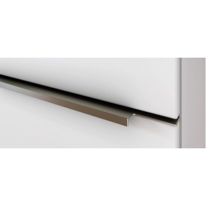 Detailaufnahme: Weiß matter Held Möbel Einzelwaschtisch Monza (100 cm) mit Softclose Schublade.