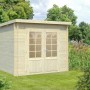Palmako Ella Holz-Gartenhaus mit Flachdach, naturbelassen und tauchgrundiert, 240x300 cm.