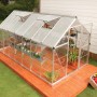 Palram Canopia Hybrid Gewächshaus (4.3x1.9m) mit silbernem Rahmen und klaren Seitenwänden.