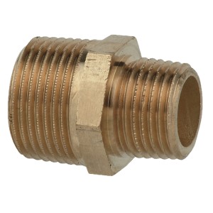 Kirchhoff Reduzier-Doppelnippel aus Rotguss, 33,3 mm x 26,4 mm, für Gewindefittings.