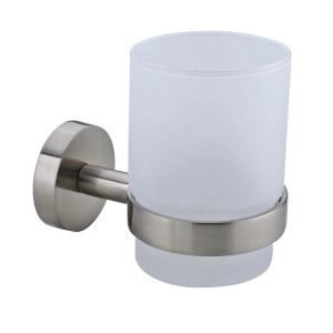 Nie Wieder Bohren Zahnputzbecher Moon, Glas satiniert, Edelstahl-Halterung, bis 6kg belastbar.