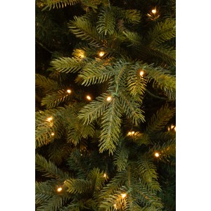 Detailaufnahme: Grüner LED-Weihnachtsbaum Grimshaw (185 cm) mit warmweißen Lichtern.