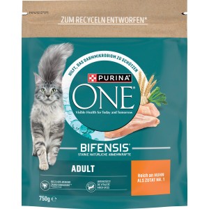 Purina One Katzenfutter Adult Huhn, 750g Beutel. Trockenfutter für ausgewachsene Katzen.