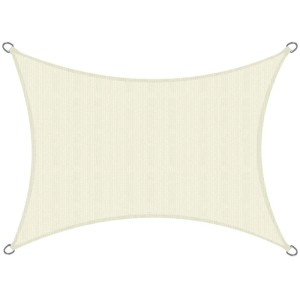 Rechteckiges, creme-farbenes Sol Royal Sonnensegel 300x400cm mit Edelstahlringen.