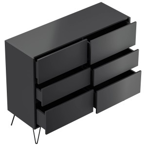 Posseik Sideboard Industrial M 6 Schubladen 120 cm Grafit