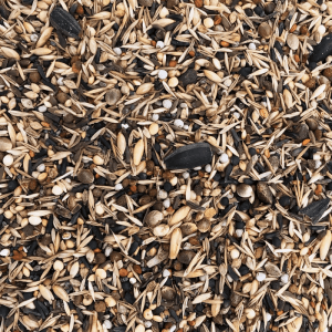Vielfältige Saatenmischung des Orni Stieglitz Super Wildvogelfutters für Stieglitze, mit Glanz- und Negersaat.