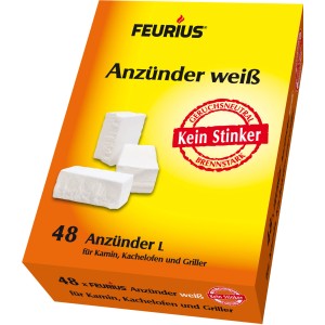 Feuerwürfel Weiß, 48 Stück, geruchsneutral und brennstark, ideal als Grillanzünder.