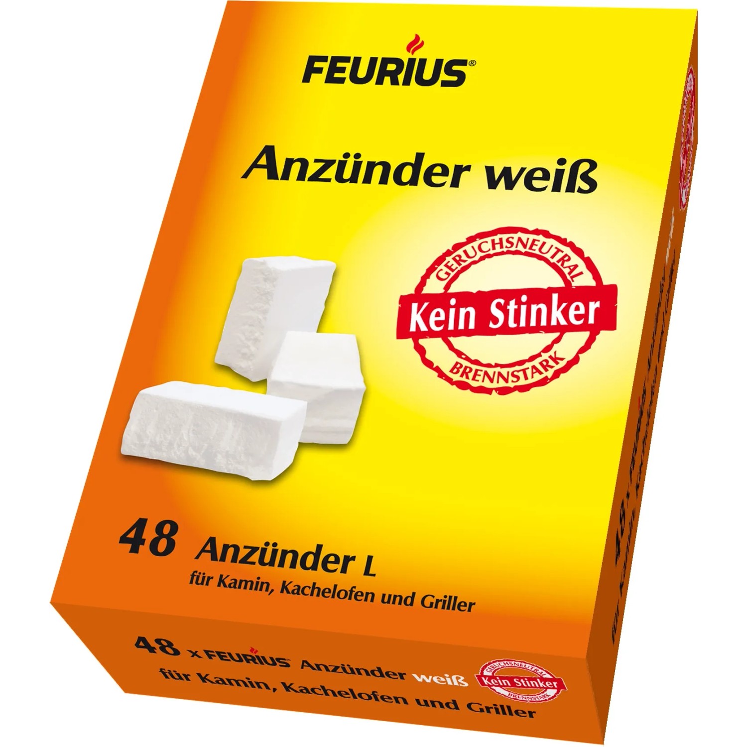 Feuerwürfel Weiß, 48 Stück, geruchsneutral und brennstark, ideal als Grillanzünder.