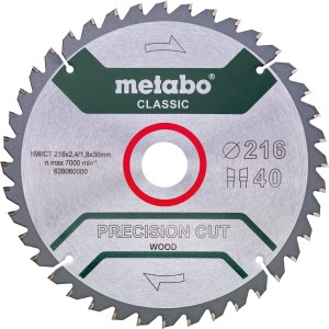 Metabo Kreissägeblatt HW/CT 216 mm für präzise Holzschnitte.