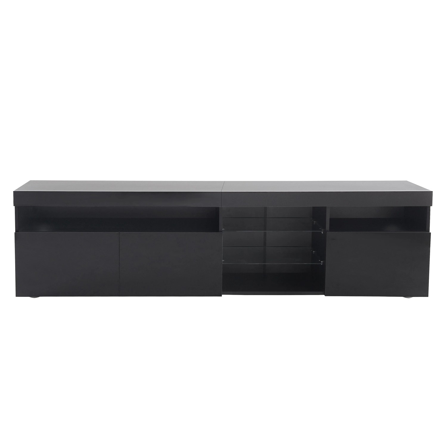 okwish TV Schrank mit LED Beleuchtung für Wohnzimmer 180x35x48cm Schwarz_8