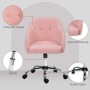 Rosa HOMCOM Homeoffice Stuhl aus Teddy-Fleece mit Gaslift, dicker Polsterung und 5 Rollen für Arbeitszimmer.