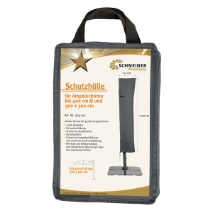 Schneider Premium Schutzhülle für Ampelschirme bis Ø 400cm, 300x300cm, verpackt in Tragetasche.