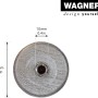 Detailaufnahme: Wagner Möbelbein Wood Classic, Buche silber, mit Gewinde und Maßangaben.