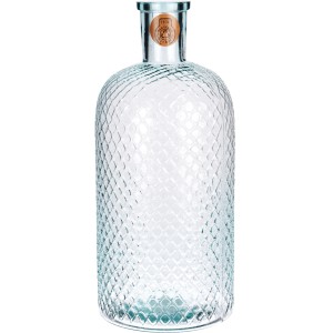 Transparente Dekoflasche aus Glas, 40,5 cm hoch, mit dekorativer Oberflächenstruktur.