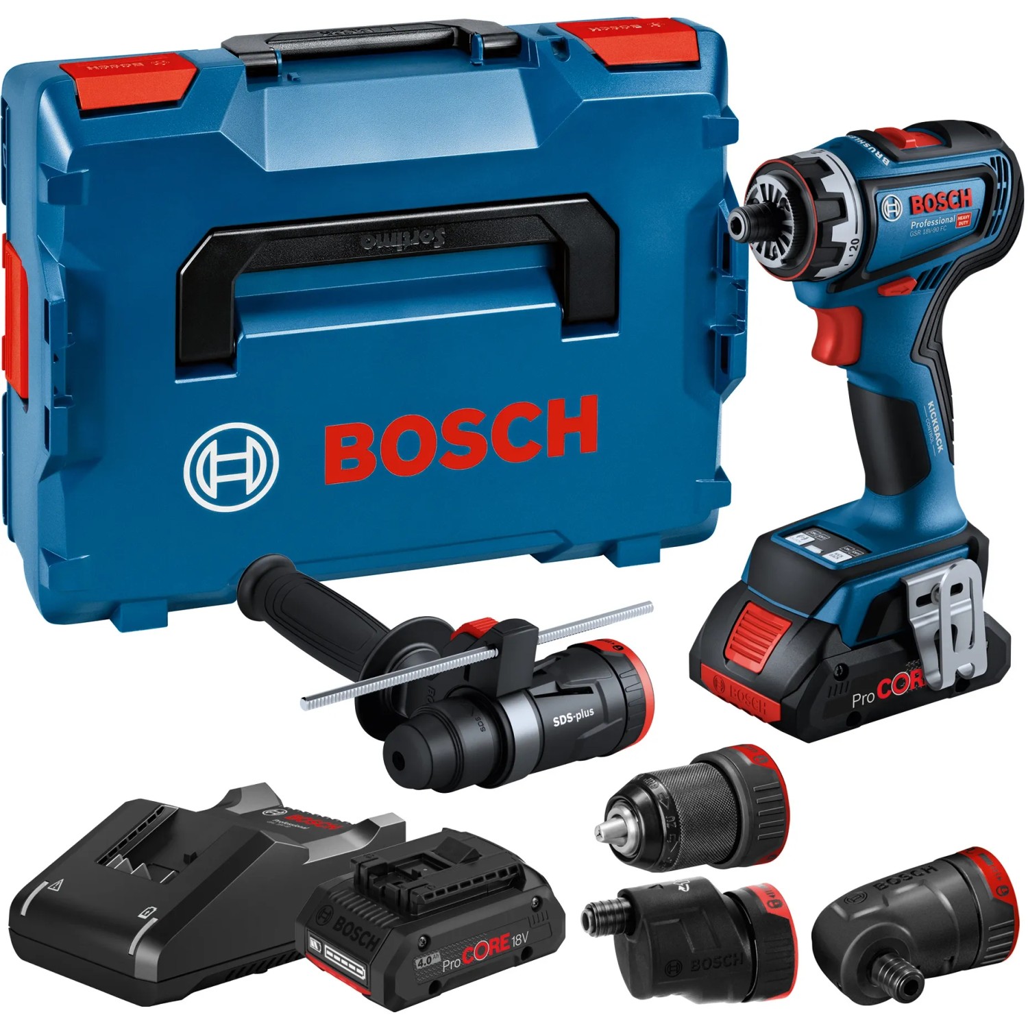 Bosch Professional Akku-Bohrschrauber GSR 18 V-90 FC Set mit Zubehör und Koffer.