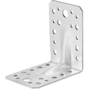 Verzinkter Winkelverbinder mit Sicke, 90x90x65 mm, für Eckverbindungen und schwere Lasten.