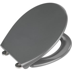 Wenko WC-Sitz Samos Grau mit Absenkautomatik, Duroplast, 37,5x44,5cm.