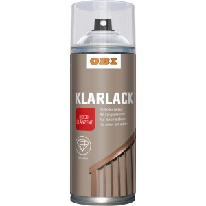 OBI Klarlack Spray, transparent, hochglänzend, 400 ml Dose für Holz, Metall, Stein u.a.